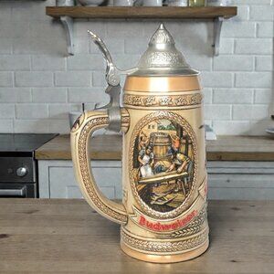 Anheuser-Busch Budweiser Limited Edition Lidded Beer Stein from the "D" Series